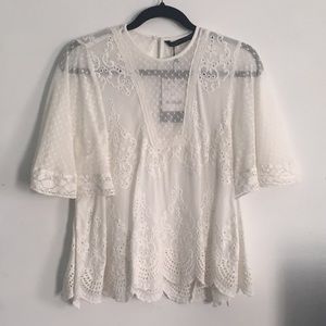 Embroidered lace/eyelet blouse